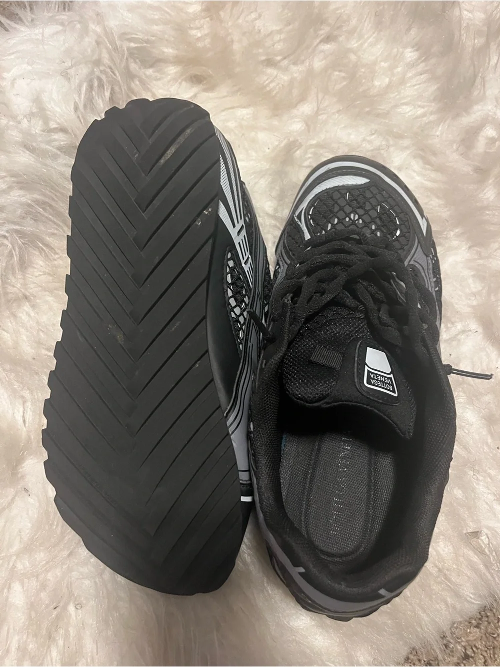 Bottega Veneta Men’s Black and White Chunky Sneakers